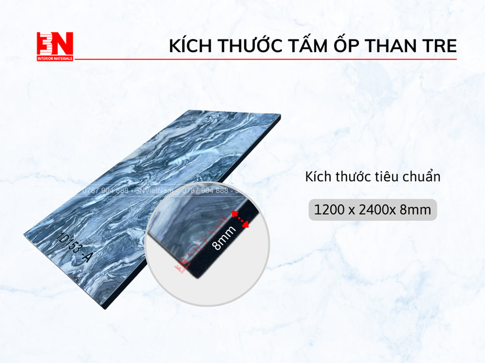 Kích thước tiêu chuẩn tấm ốp than tre 3N Việt Nam