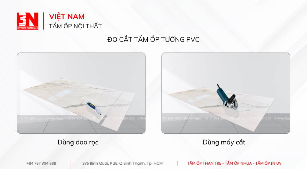 Hướng dẫn thi công tấm ốp tường PVC: Đo cắt tấm PVC