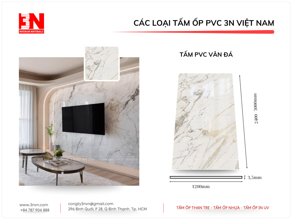 Tấm ốp PVC vân đá 3N Việt Nam