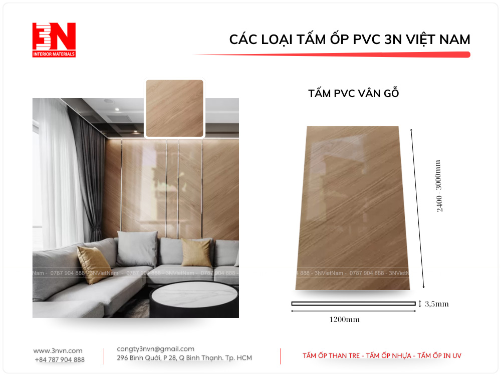 Tấm ốp PVC vân gỗ 3N Việt Nam