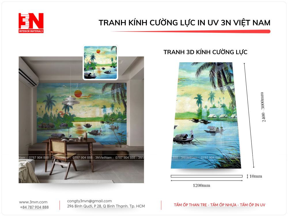 Tranh 3D kính cường lực in UV