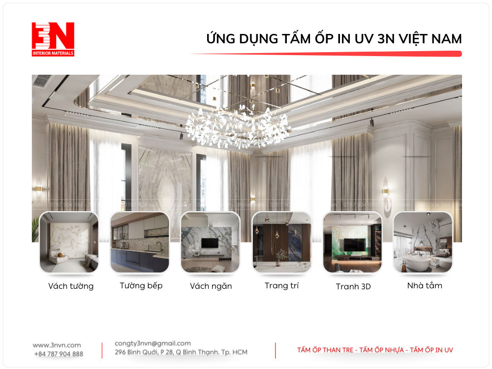 Ứng dụng của tấm ốp in UV 3N Việt Nam